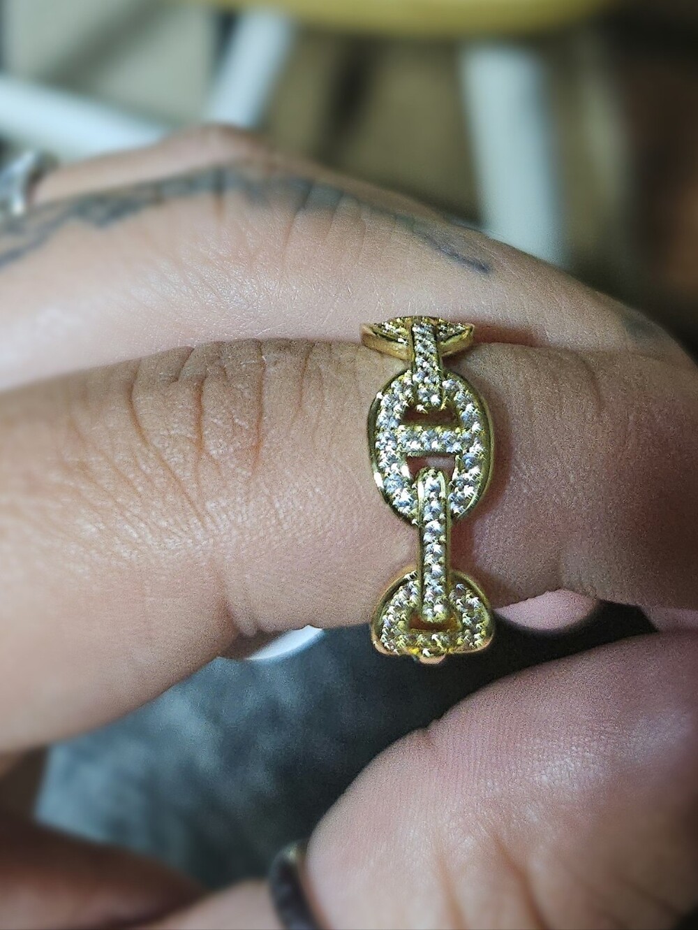 18k Gold Filled Pavé Link Ring